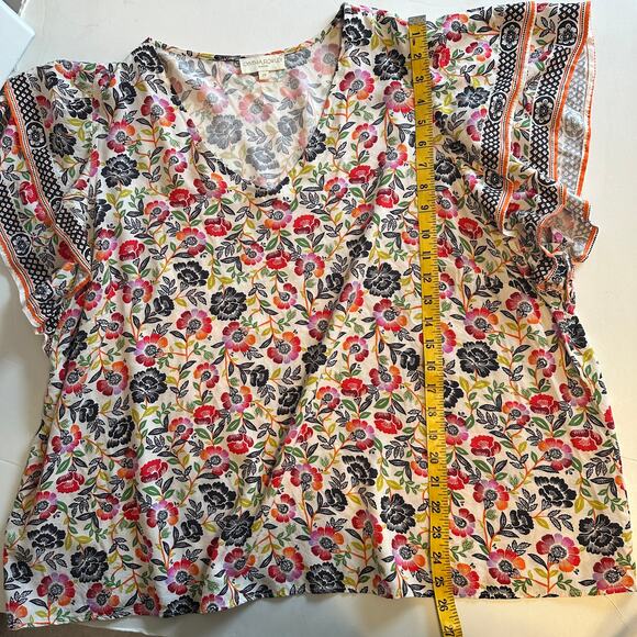 Cynthia Rowley Woman Floral Top Womens Size 2X Tiered-Sleeves Multicolor Flowy - Picture 8 of 9